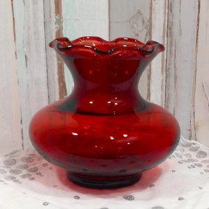 Vintage 50's Anchor Hocking Ruby Red Glass Vase